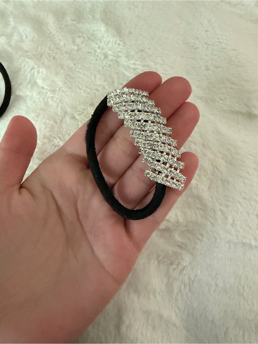 Rhinestone Crystal Black Ponytail Holder